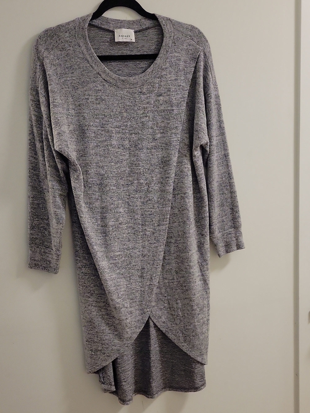 Andre By Unit Sample RARE FIND Gray Long-Sleeve Tulip-Hem Knit Dress SIZE SMALL